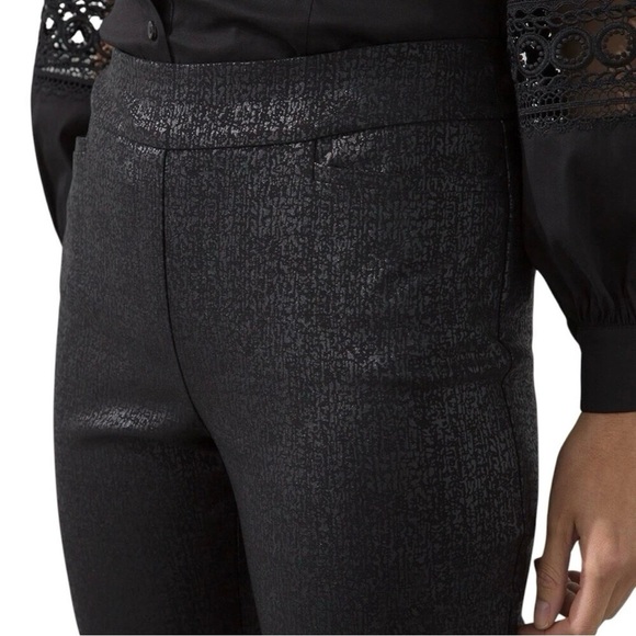 Chico’s Brigitte Sliming Pull On Pants Women’s Size 1.5 US 10 Black Ankle Shiny - Picture 2 of 12